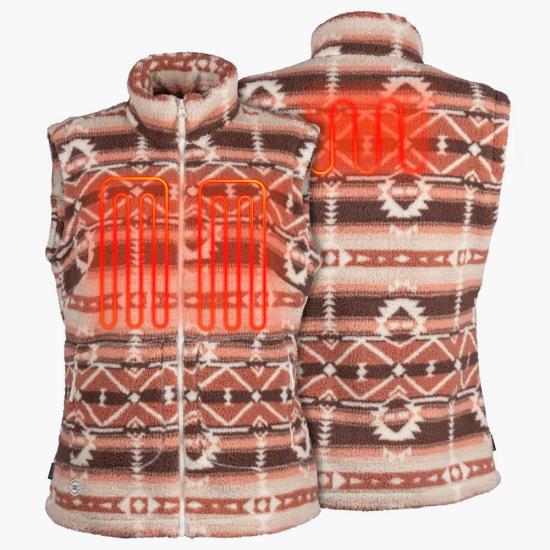 2Womens-Heated-Vest-Upland-Sherpa-Long-Clay-Aztec-XL